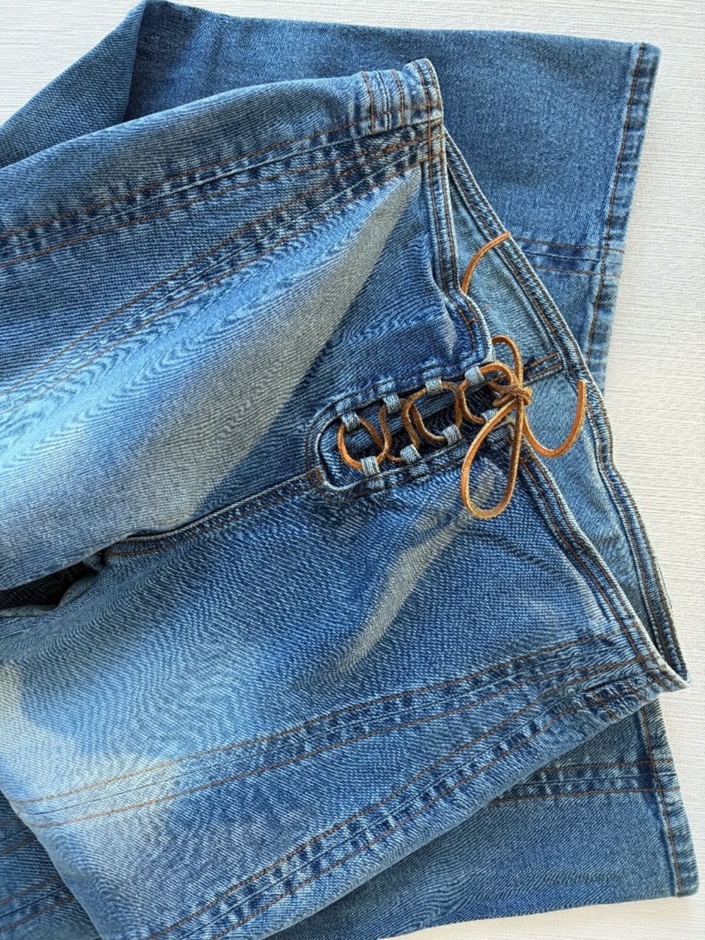 Y2K Z. Cavaricci Lace-Up Flare Jeans Stretch Denim Small 4/6 - Picture 5 of 8
